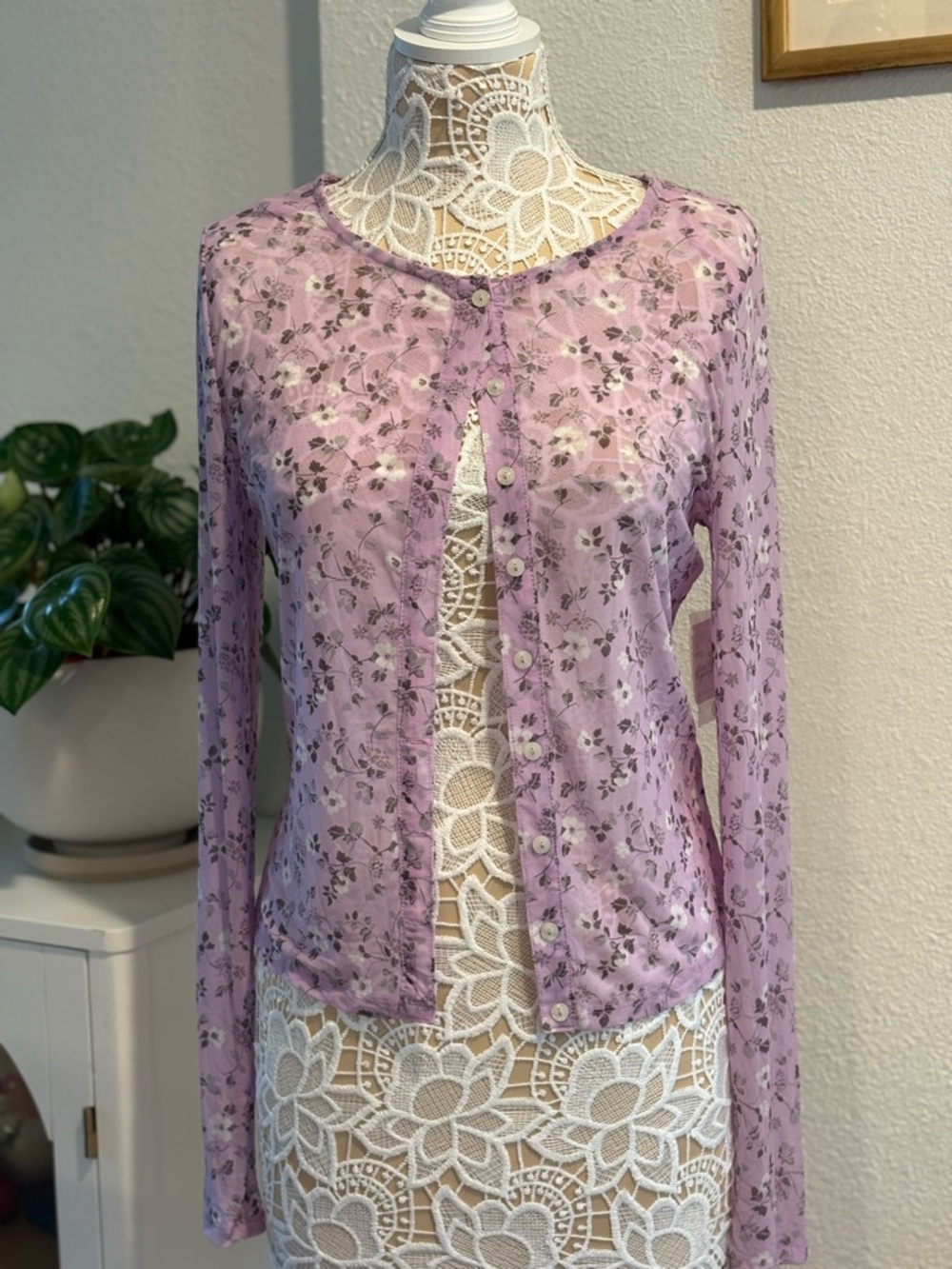 NWT Free People Sheer Floral Button-Down